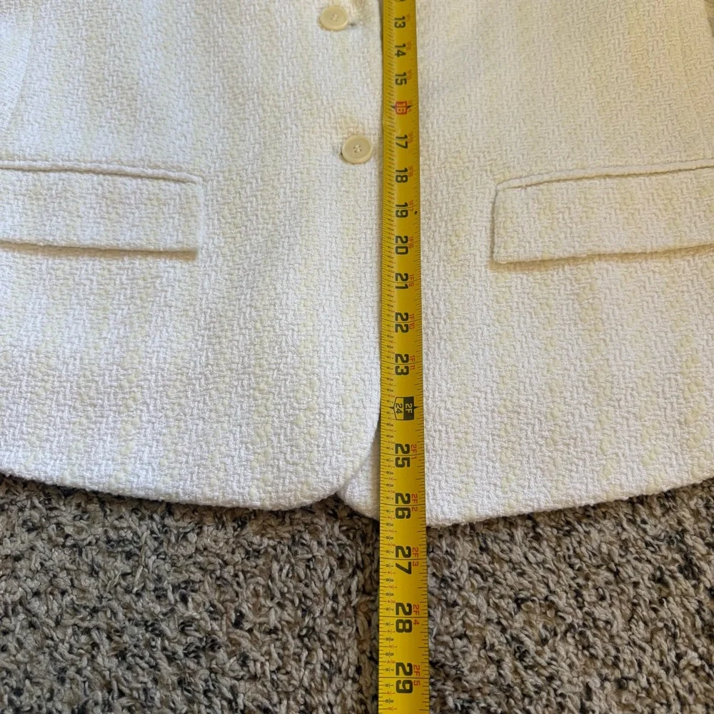 Hugo Boss BOSS White Cream Striped Tweed Blazer Womens Office Wear Womens Sz 14 - Picture 5 of 10